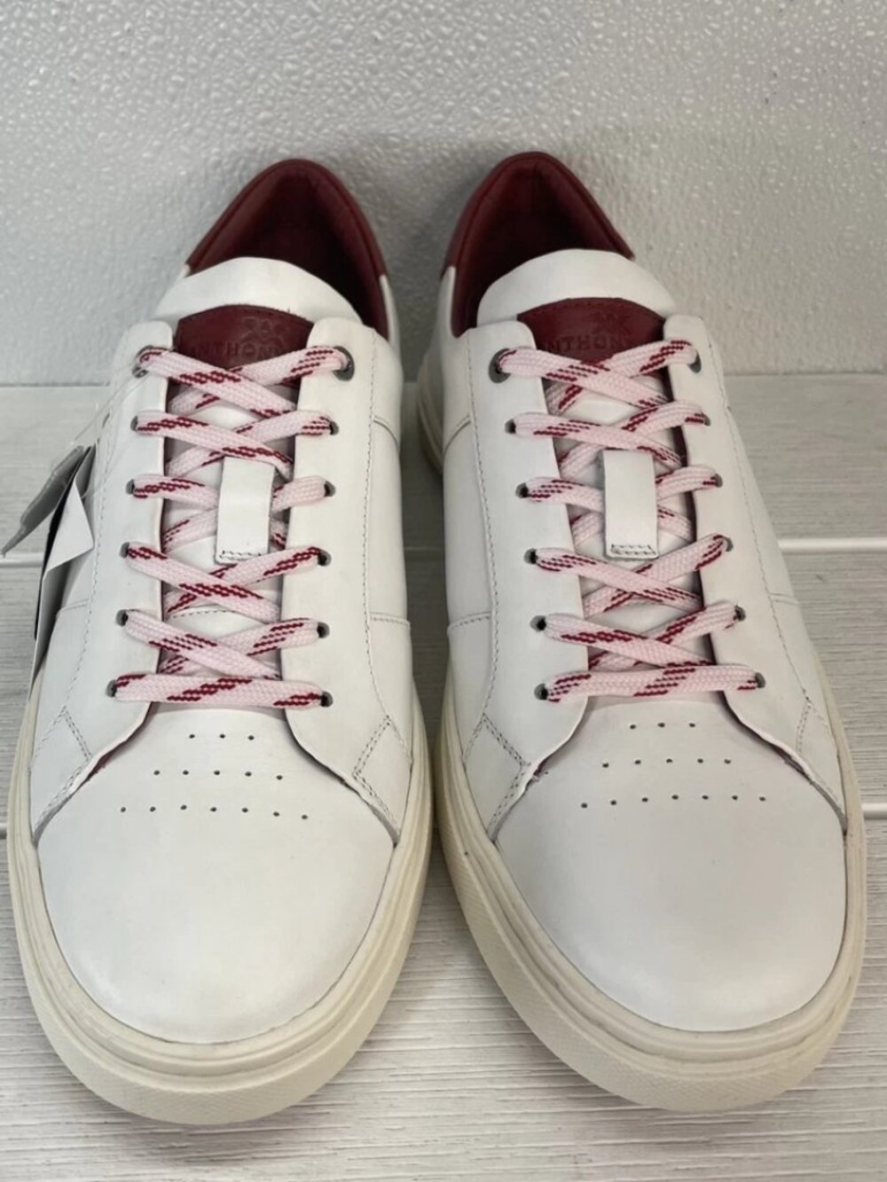 Anthony Veer Men Size 9D Kips Low Top Fashion Sneakers White Red Leather Lace Up